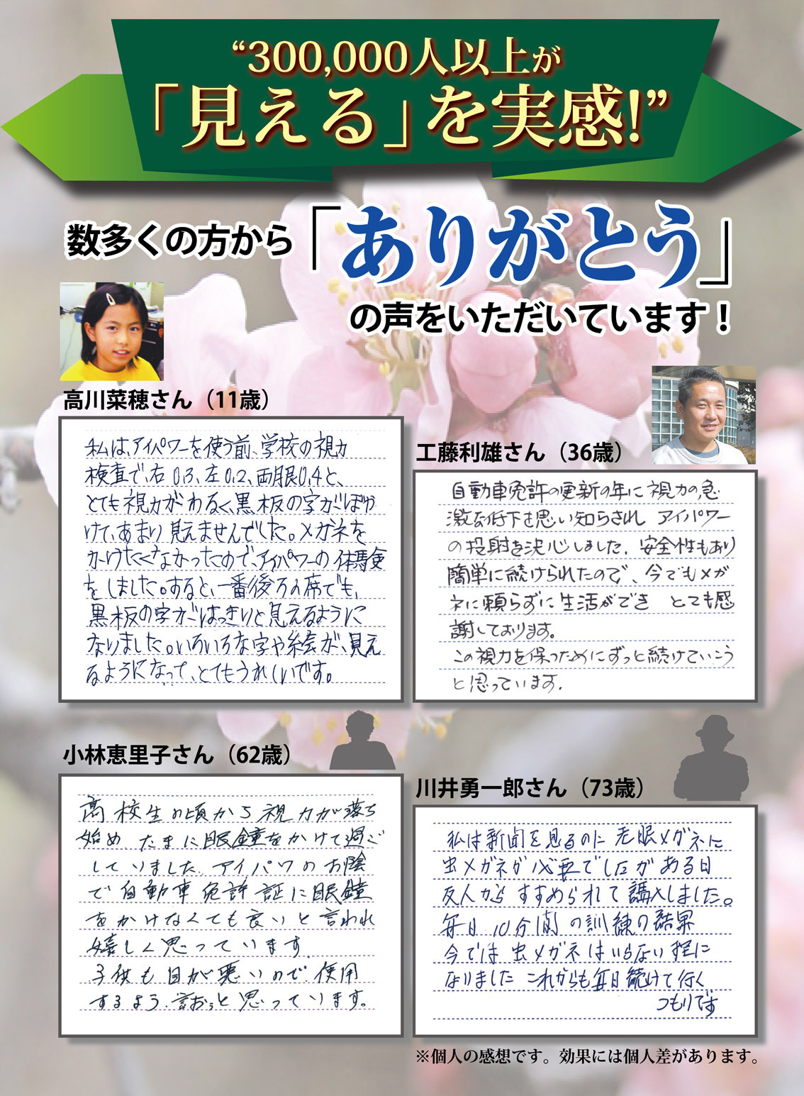 視力回復・感謝の声